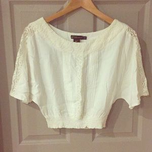 White crop top with lace detail